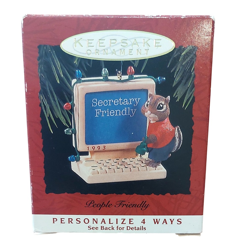 Vintage Hallmark Keepsake Ornament 1993 People Friendly Computer Chipmunk Retro